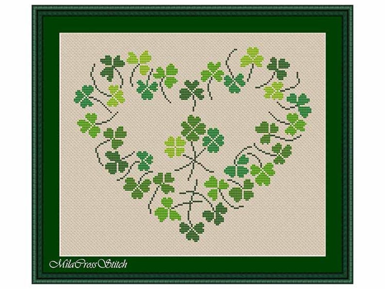 Irish Heart Modern Counted Cross Stitch Pattern Patricks | Etsy