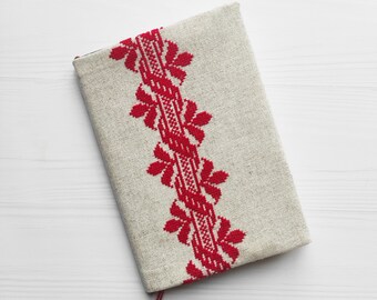 Notebook with hand embroidered cover. Ukrainian style. Cross stitched diary. A5 size.