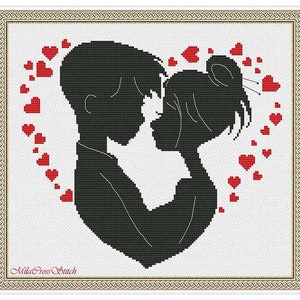 Modern couple in love cross stitch pattern PDF Love xstitch chart Easy counted cross stitch Romantic wall art crossstitch Couple theme gift