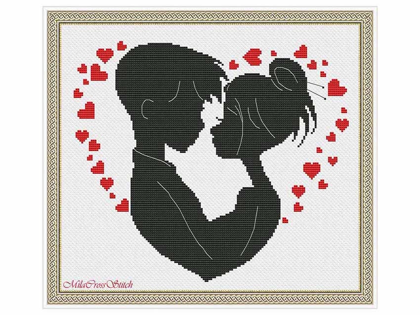 Modern couple in love cross stitch pattern PDF Love xstitch Etsy