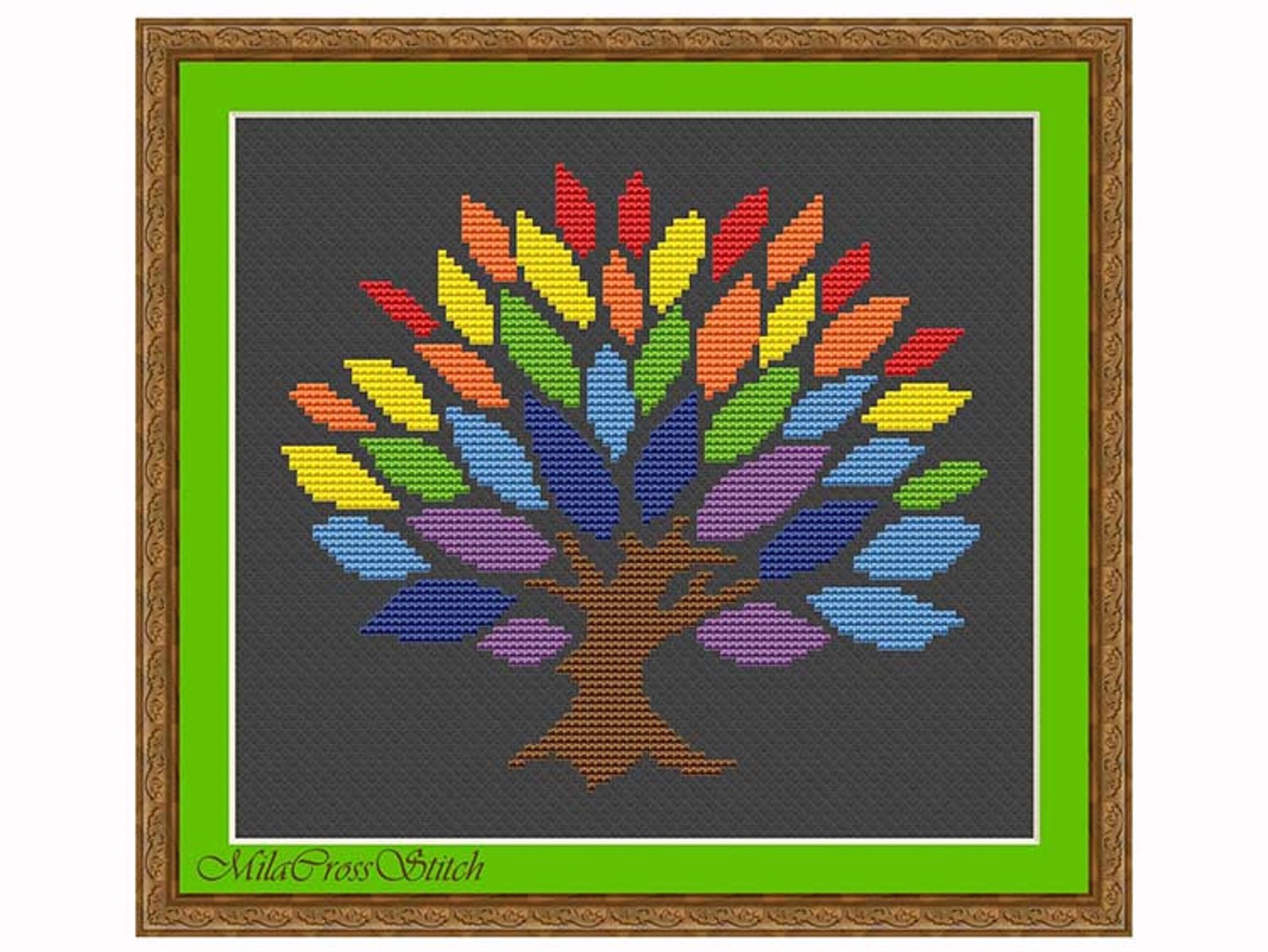 Rainbow Tree – Easy Cross Stitch Pattern – Counted Xstitch Chart ...