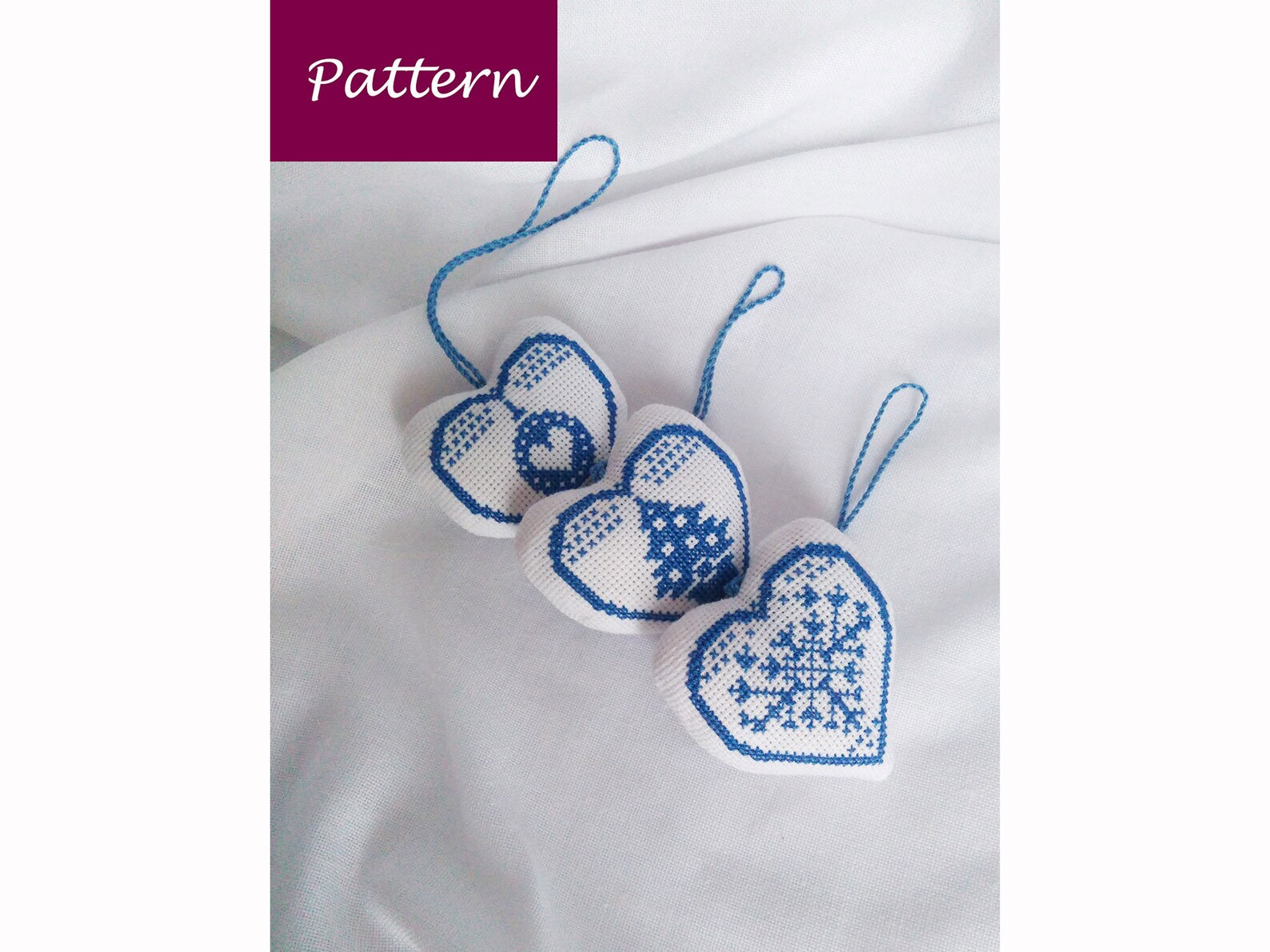 Christmas Ornaments Cross Stitch Heart PDF Pattern Easy - Etsy