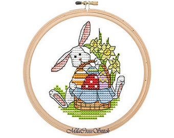 Easter Bunny with Eggs – Cross Stitch Pattern – Cute Festive Design