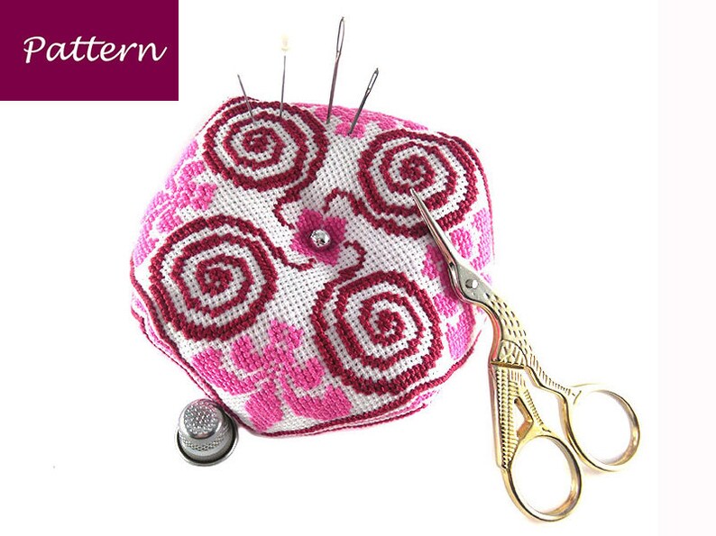 Biscornu Cross Stitch Pattern Pincushion DIY Xstitch Etsy