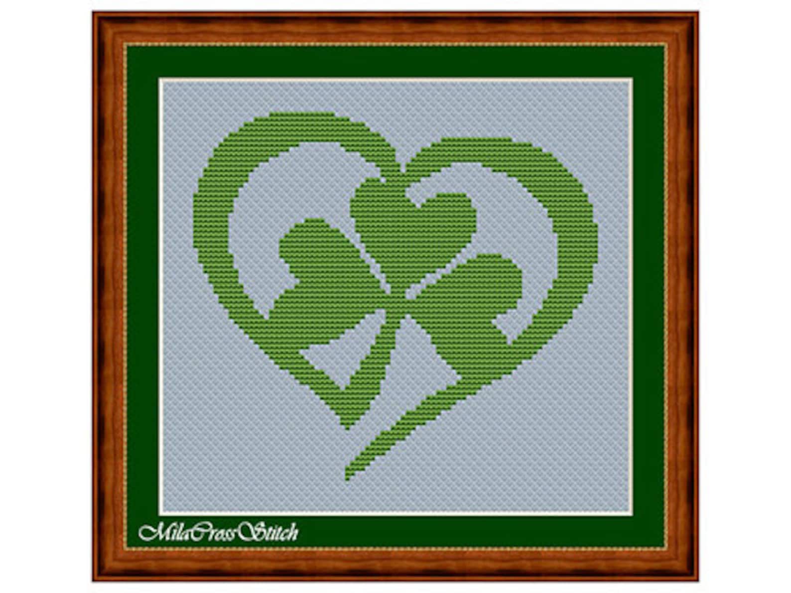 Shamrock Cross Stitch PDF Pattern Irish Heart Xstitch Chart - Etsy