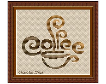 Padrão de ponto cruz de xícara de café – Decoração de cozinha DIY – Caneca de café – Gráfico Easy Xstitch