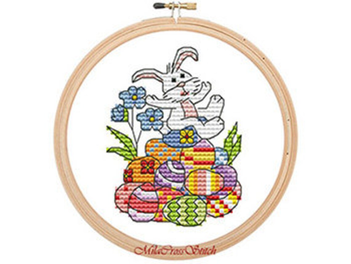 Easter Eggs & Bunny – Modern Cross Stitch Pattern – Counted Xstitch PDF ...