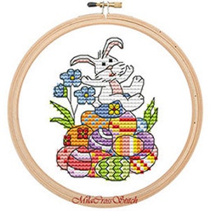 Easter Eggs & Bunny – Modern Cross Stitch Pattern – Counted Xstitch PDF