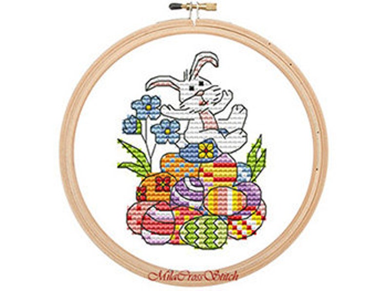 Easter Eggs & Bunny – Modern Cross Stitch Pattern – Counted Xstitch PDF ...