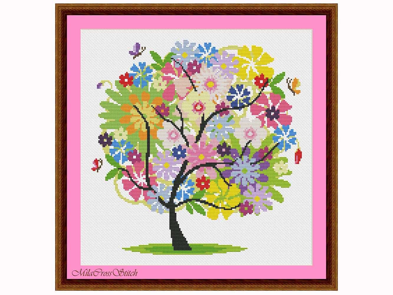 Summer Tree Cross Stitch Pattern. 4 Seasons, Nature Xstitch Chart - Etsy