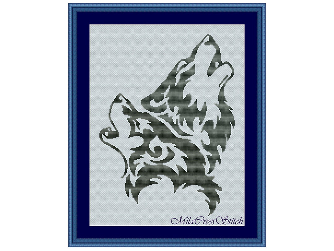 Two Wolves Easy Cross Stitch Pattern Counted Wild Animals PDF DIY Design Etsy