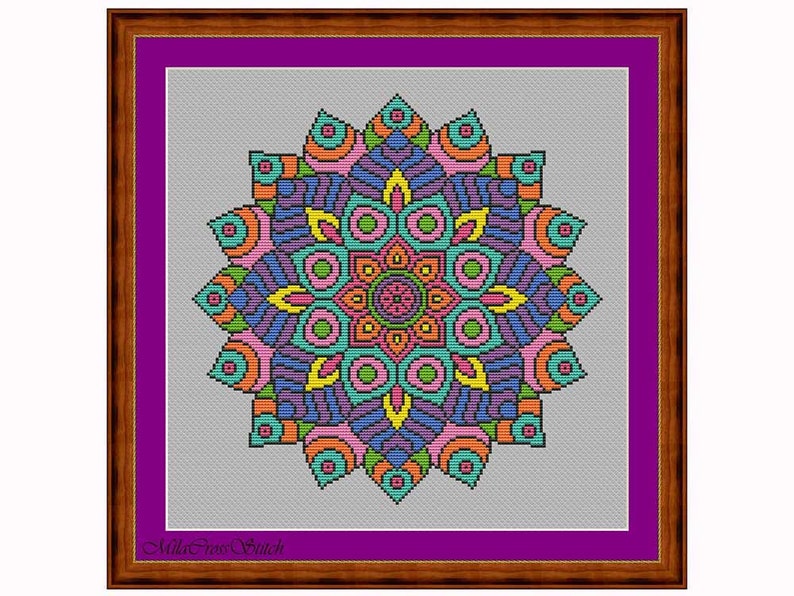 Mandala Counted Cross Stitch Pattern – Modern Xstitch PDF Chart - Etsy