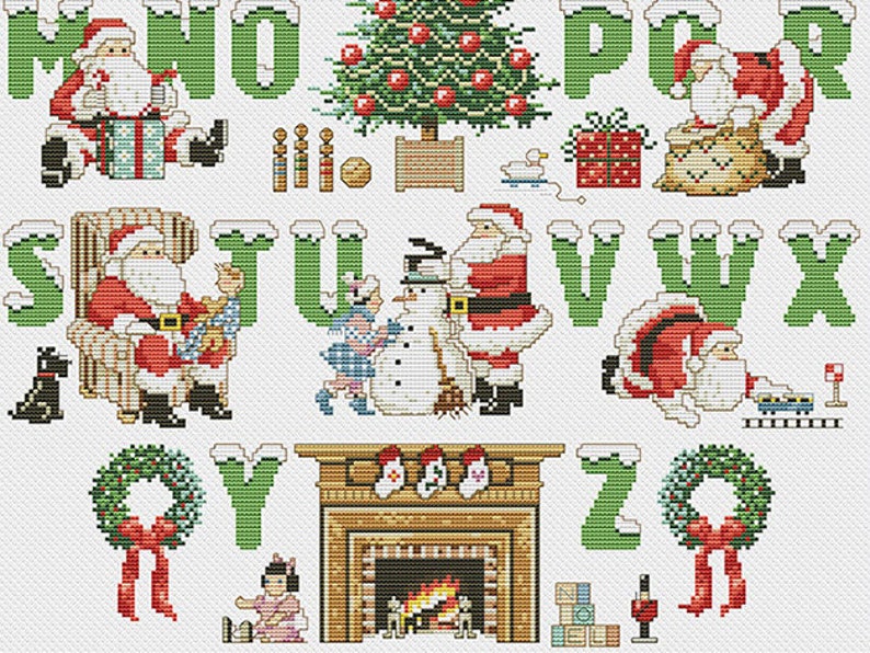 Christmas Alphabet Cross Stitch Pattern Counted Letters Etsy