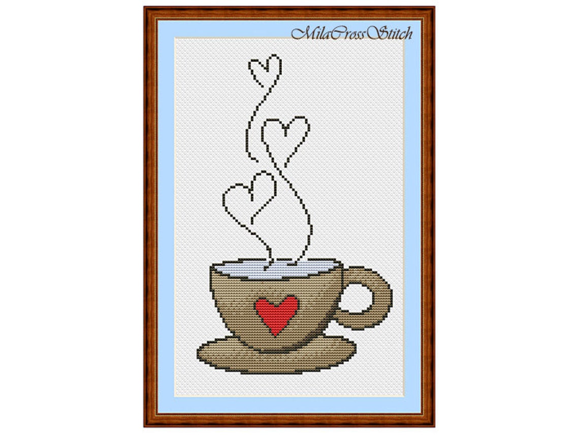 Coffee Mug Easy Cross Stitch Pattern Kitchen DIY Decor - Etsy