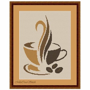 Kaffeetasse – Einfaches Kreuzstichmuster – Modernes Xstitch für Anfänger – Stickmuster