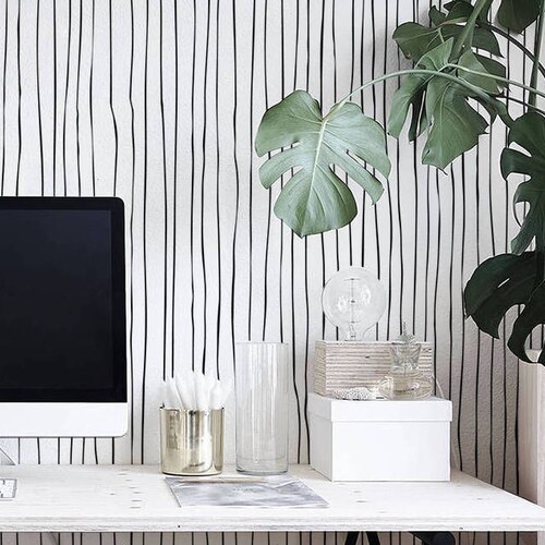 Blurred Lines Wallpaper Black and White Pattern Removable - Etsy Blurred Lines Wallpaper Black and White Pattern Removable - Etsy