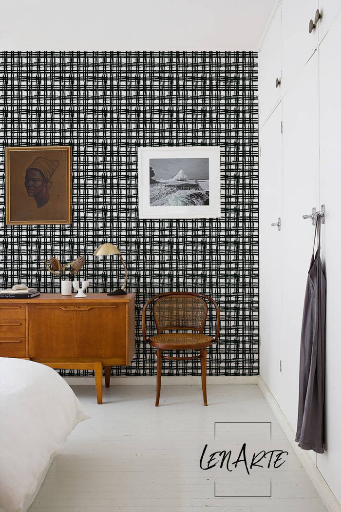 Plaid Wallpaper Plaid Pattern Removable Wallpaper Black Etsy