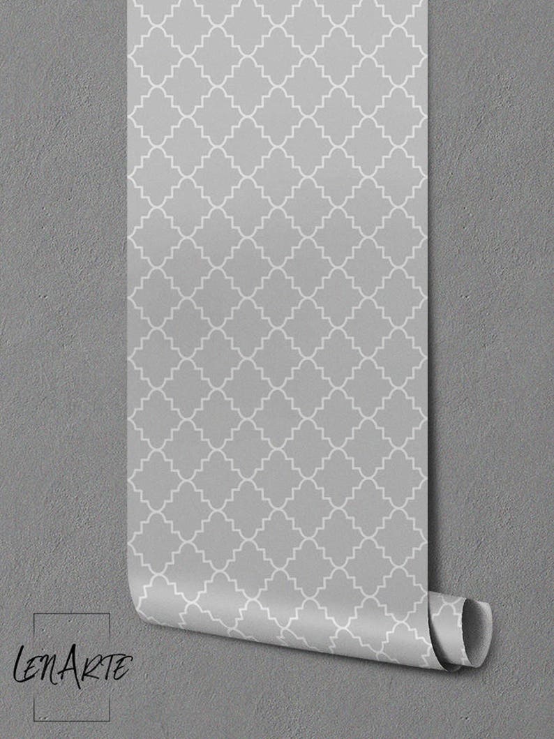 Gray Moroccan Wallpaper Modern Pattern Removable Wallpaper Etsy