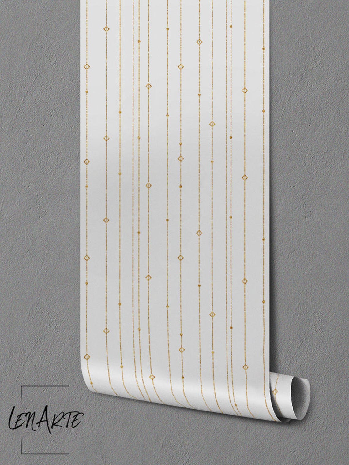 Gold Striped Wallpaper Linear Geometric Wallpaper Easy Etsy