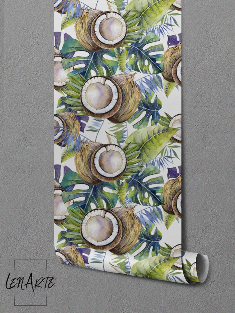 124 Coconut Tropcal Wallpaper Self Adhesive Peel And Stick Jungle Wallpaper Repositionable Palm Leaves Coco Big Palm