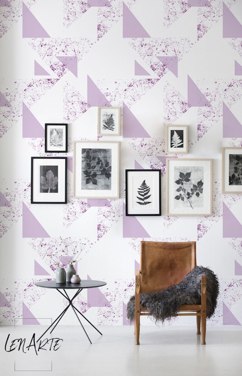 Purple Triangle Wallpaper Easy Stick Wallpaper Removable Etsy