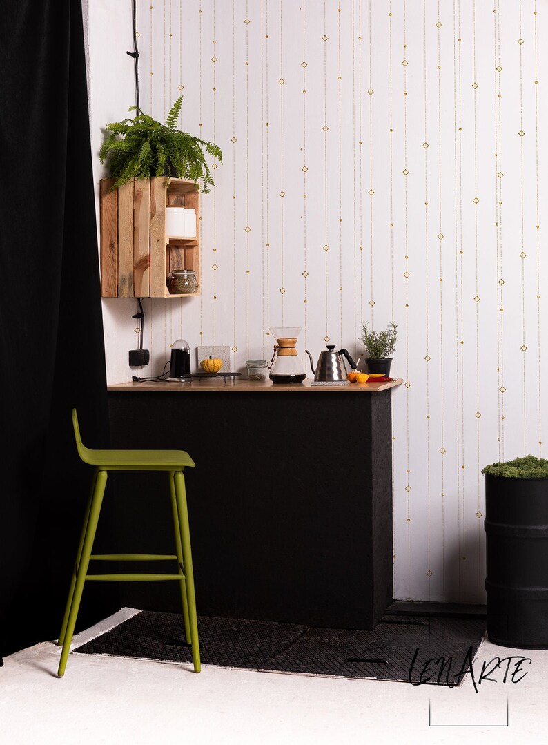 11 Removable wallpaper Self adhesive Linear Geometric wallpaper Gold
