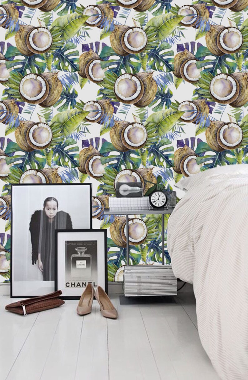 124 Coconut Tropcal Wallpaper Self Adhesive Peel And Stick Jungle Wallpaper Repositionable Palm Leaves Coco Big Palm