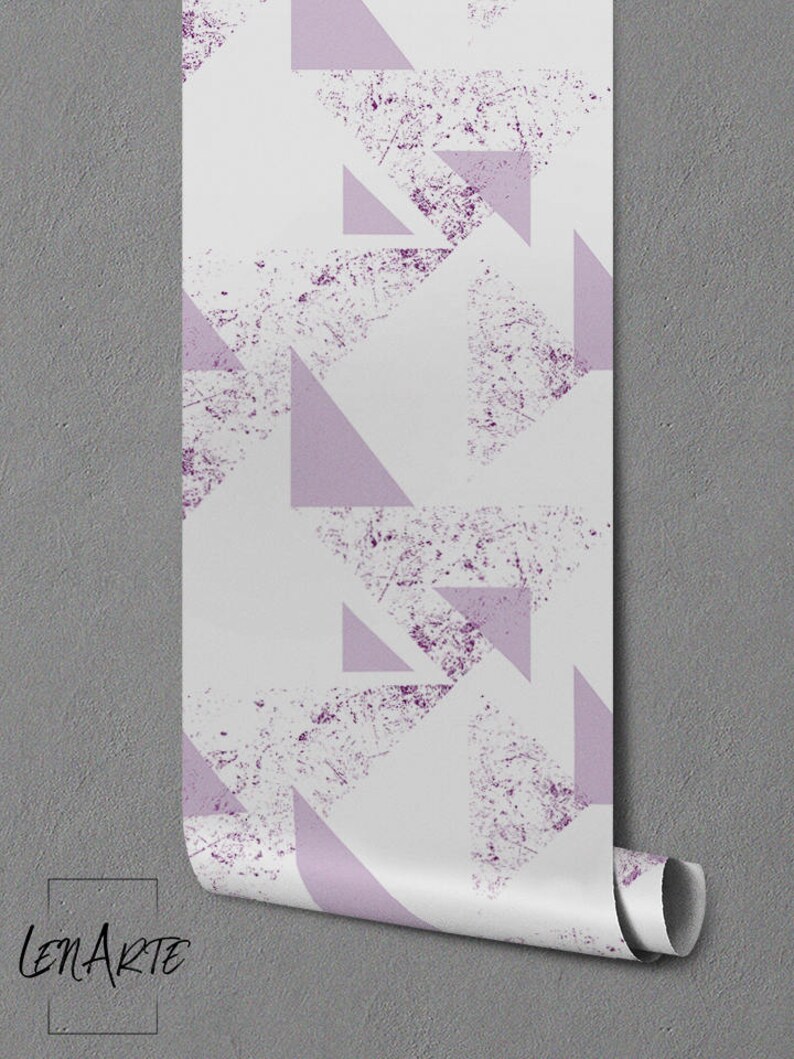 Purple Triangle Wallpaper Easy Stick Wallpaper Removable Etsy