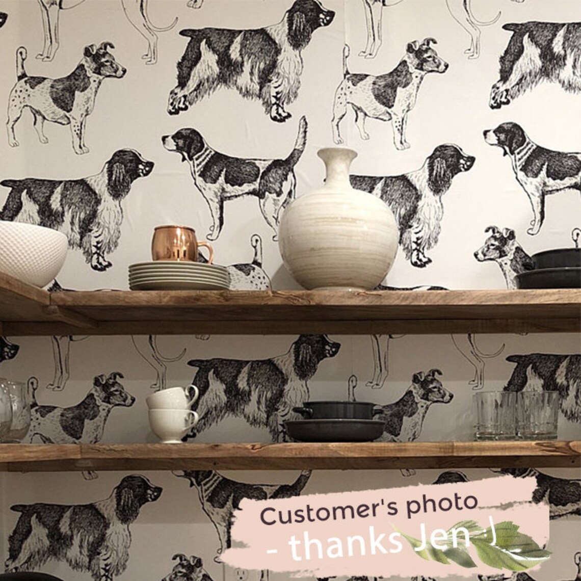 Vintage Dogs Wallpaper black and White Romantic Pattern - Etsy