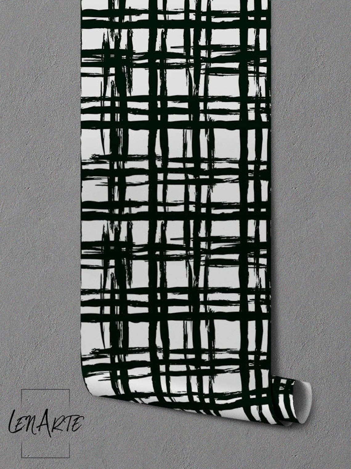 Plaid Wallpaper Plaid Pattern Removable Wallpaper Black Etsy