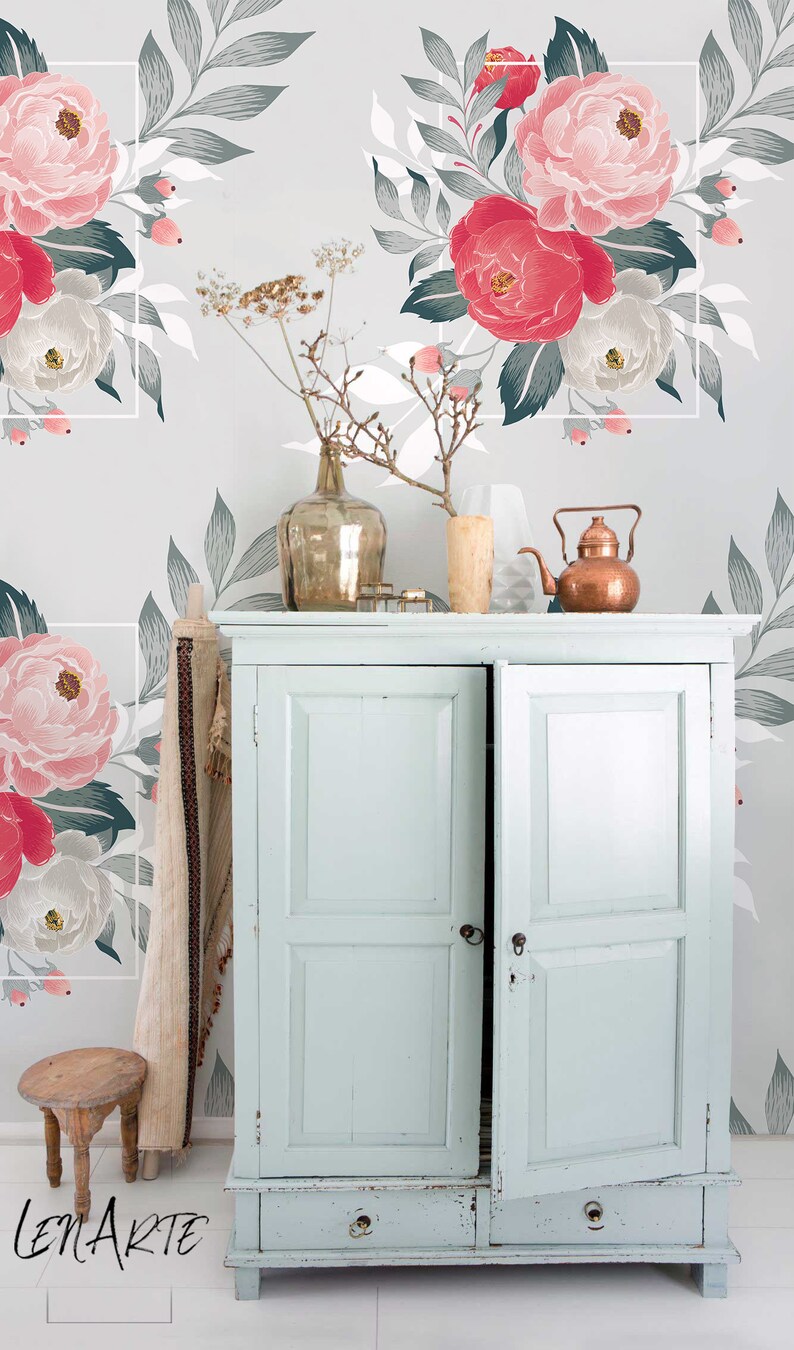 Flower Wallpaper Peel and Stick Easy Stick Wall Decor Etsy