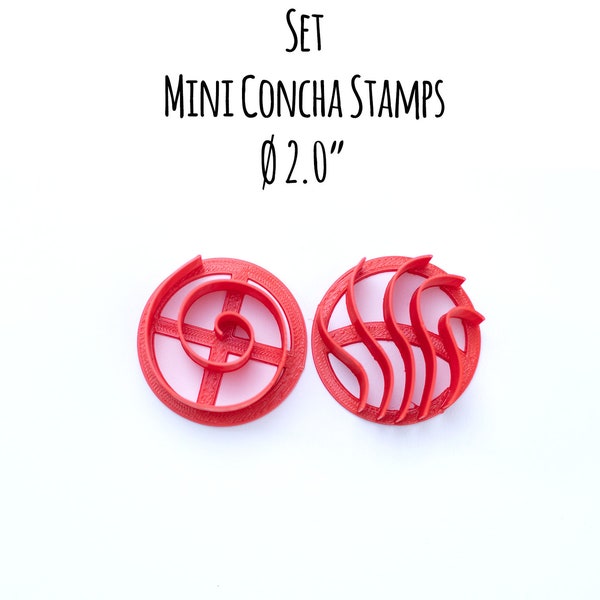 Set of 2 Mini Concha Stamps 2″ Manteconcha Stamp / Concha Cupcake Spiral and Waves Pattern