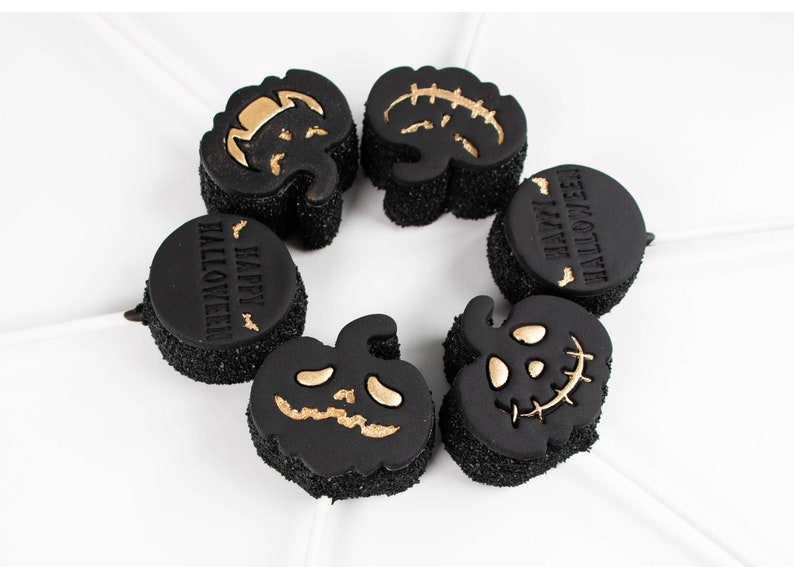 Jack O Lantern Halloween Pumpkin Face Fondant Embossing Stamps Perfect for Halloween Cakepops and Treats image 1