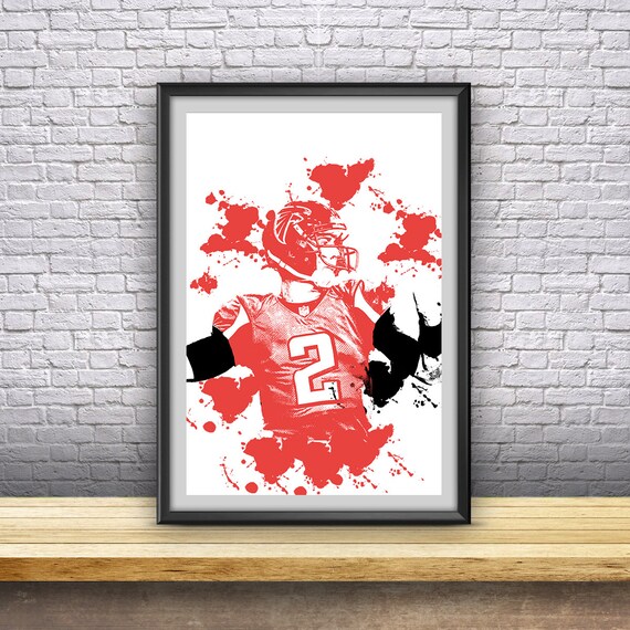 Matt Ryan Atlanta Falcons Sport Poster Football Watercolor Abstract Drwaing Art Print Home Wall Decor
