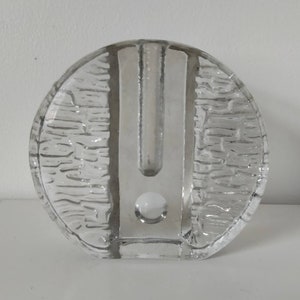 Walther Glass Clear Textured Round Solifleur Soliflore Slab Bud Vase 4.5"