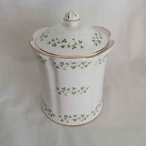Tetera vintage de porcelana fina Royal Tara Green Shamrock con tapa, 6,75 x 4,75 pulgadas.