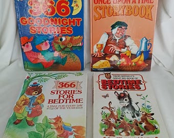 Lot of 4 vintage 1970s/80s large colour illustrated hardback bedtime story books