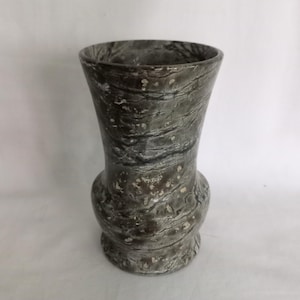 Serpentine Grey Mottled Real Polished Stone Vase 5&quot; marble mineral gemstone