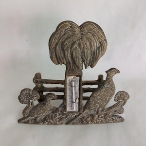 Vintage Mid Century Gold Brass Tree Pheasant Bird Decorative Letter Rack