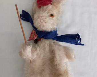 Marionetta di peluche vintage Pedigree Pets degli anni '50, calzino da mano, insegnante, orso, cane