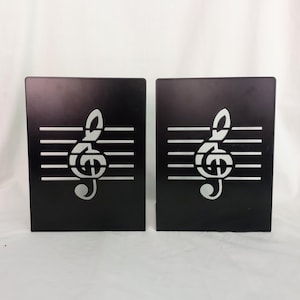 Pair Of Black Metal Musical Note Bookends Book Ends