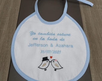 Dossard de mariage bébé, Dossard cadeau de mariage, Bavoir brodé, Bavoir bébé personnalisé, Bavoir brodé bébé, Dossard cadeau mariage bébé, Bavoir de mariage