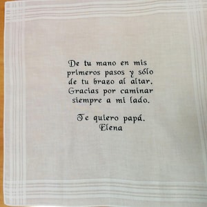 Pañuelo bordado, regalo boda, regalo padre, regalo suegro, pañuelo dedicatoria, regalo personalizado, wedding gift, Embroidered handkerchie