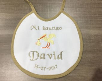 Christening bib/Embroidery bib for christening/embroidered bib/Custom bib/Christening/baptism/baptism bib/Christening bib
