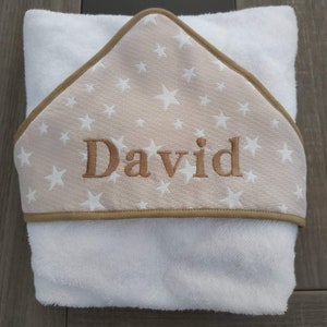 Toalla de baño personalizada con capucha para bebé, con monograma para niña  y niño, bordada (blanco con rosa)