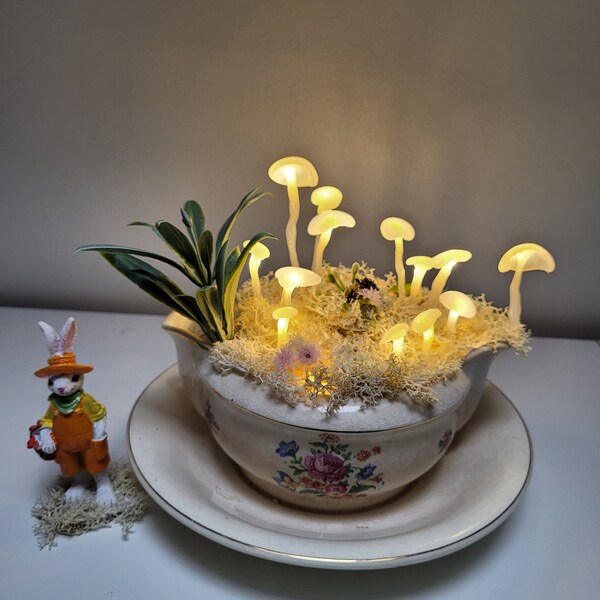 Lampe champignons lumineux - Pâques lapin