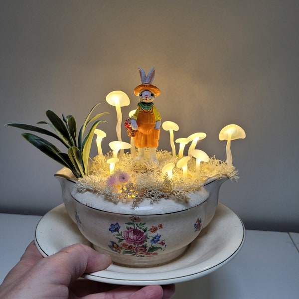 Lampe champignons lumineux - Pâques lapin