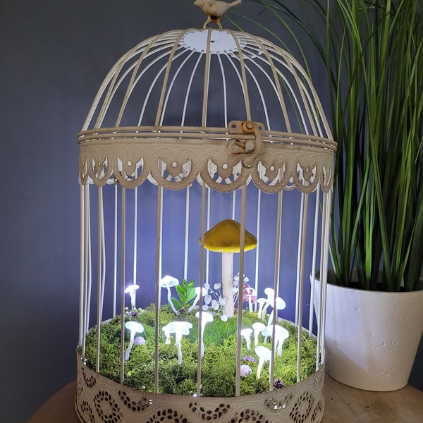 Lampe champignons lumineux cage oiseau