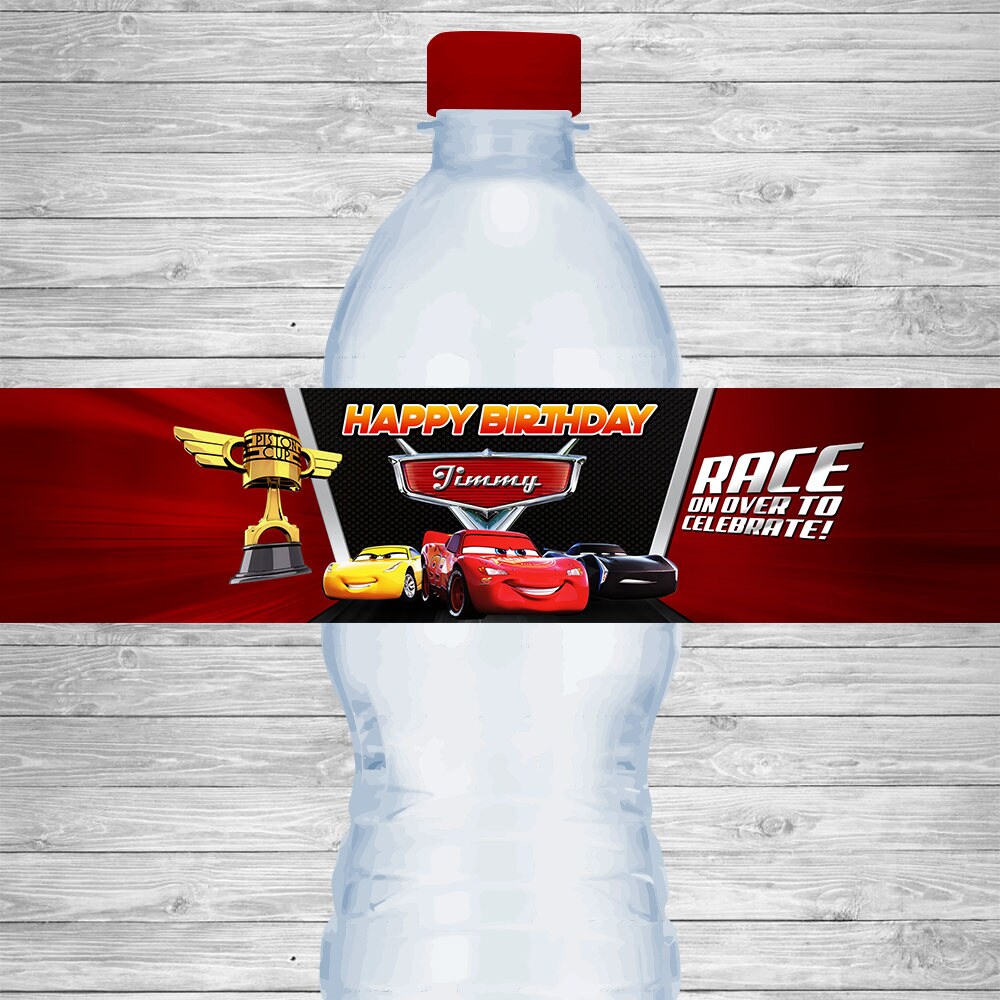 Cars 3 water bottle labels