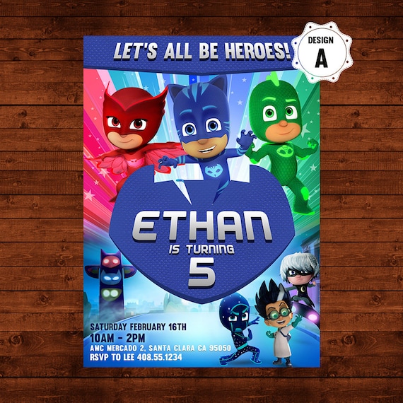 Pj Masks Birthday Invitation, Pj Masks Invite, Pj Masks picture relating to Pj Masks Printable Images named Pj Masks Birthday Invitation, Pj Masks Invite, Pj Masks